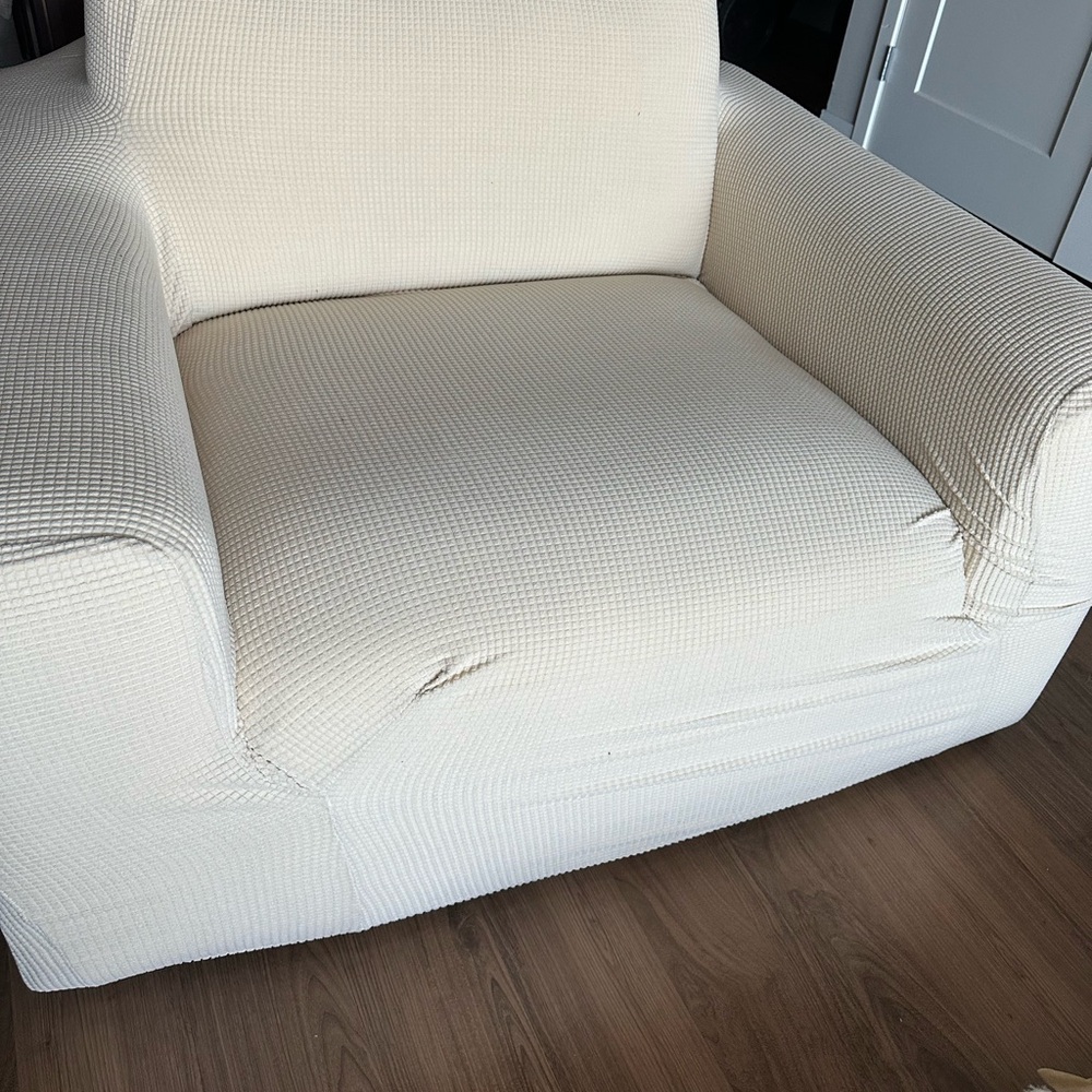 White fabric armchair